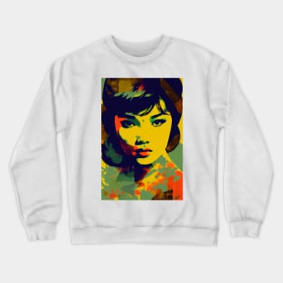 Vintage asian woman in pop-art style Crewneck Sweatshirt